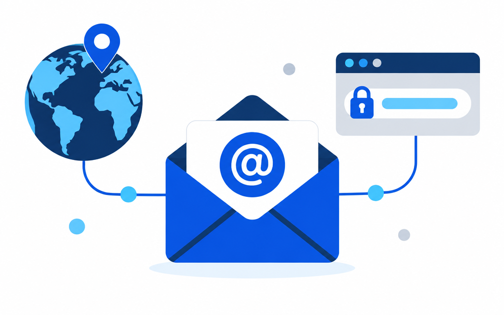 Ilustração do serviço Domínios e e-mail profissional